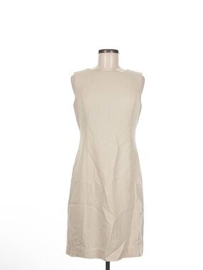 Casual Corner Cream Sleeveless Midi Shift Dress